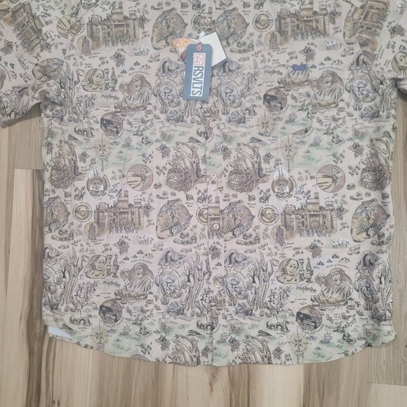 RSVLTS Shirt Mens 3XL Princess Bride Kingdom of Florin Brown Button Up - Picture 2 of 9